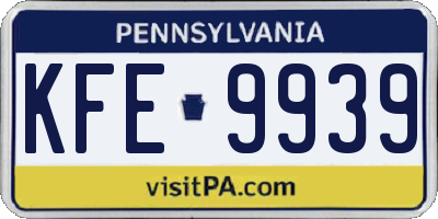 PA license plate KFE9939