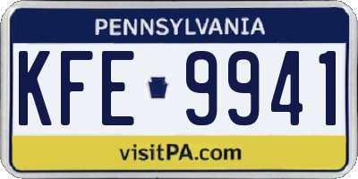 PA license plate KFE9941