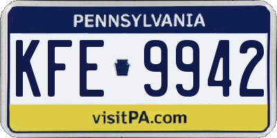 PA license plate KFE9942