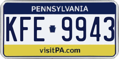 PA license plate KFE9943