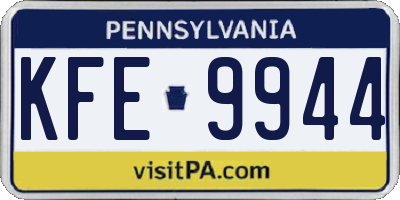 PA license plate KFE9944