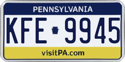PA license plate KFE9945