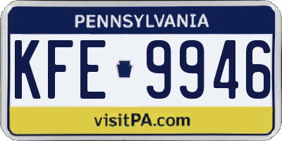 PA license plate KFE9946