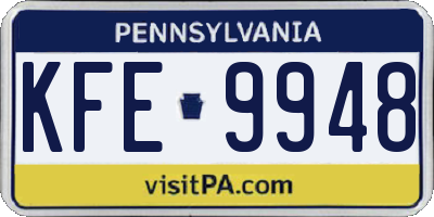 PA license plate KFE9948