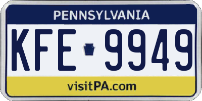 PA license plate KFE9949