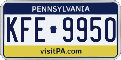 PA license plate KFE9950