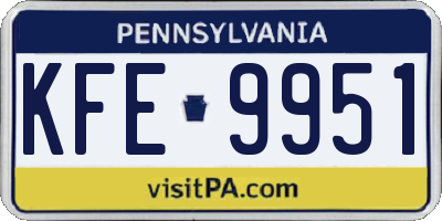 PA license plate KFE9951
