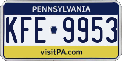 PA license plate KFE9953