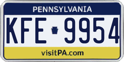 PA license plate KFE9954