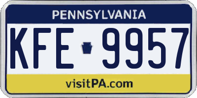 PA license plate KFE9957