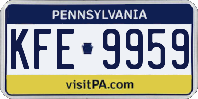 PA license plate KFE9959