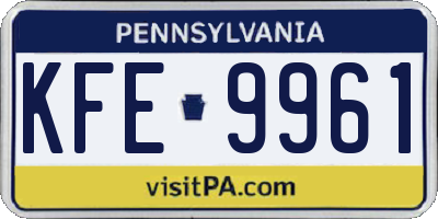 PA license plate KFE9961