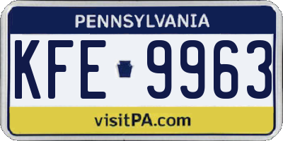 PA license plate KFE9963