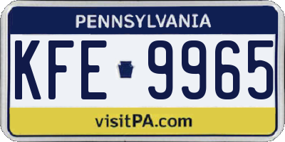 PA license plate KFE9965