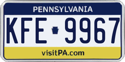 PA license plate KFE9967