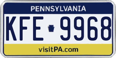 PA license plate KFE9968