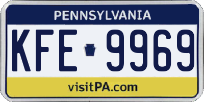 PA license plate KFE9969