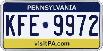 PA license plate KFE9972