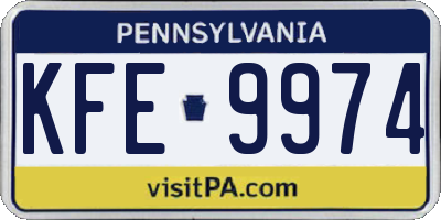 PA license plate KFE9974