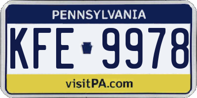 PA license plate KFE9978