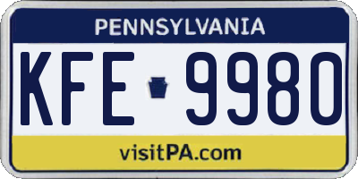 PA license plate KFE9980