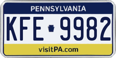 PA license plate KFE9982