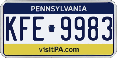 PA license plate KFE9983