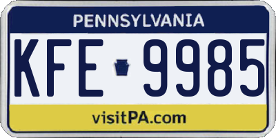 PA license plate KFE9985