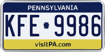 PA license plate KFE9986