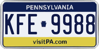 PA license plate KFE9988