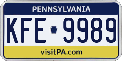 PA license plate KFE9989
