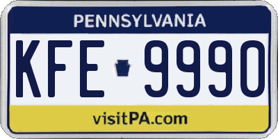 PA license plate KFE9990