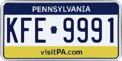 PA license plate KFE9991