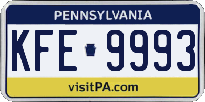 PA license plate KFE9993