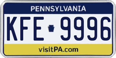 PA license plate KFE9996
