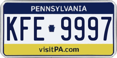 PA license plate KFE9997