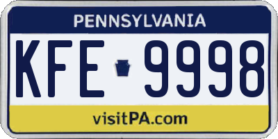 PA license plate KFE9998