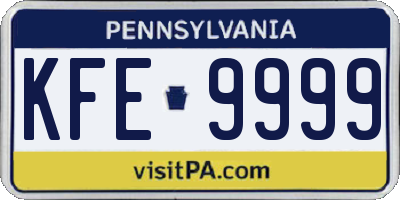 PA license plate KFE9999