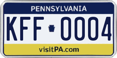 PA license plate KFF0004