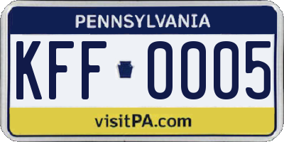 PA license plate KFF0005