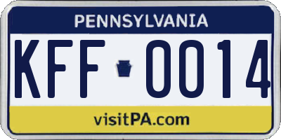 PA license plate KFF0014
