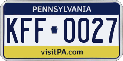 PA license plate KFF0027