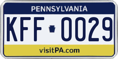 PA license plate KFF0029