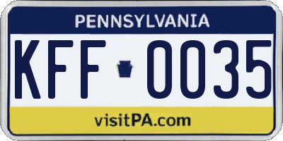 PA license plate KFF0035