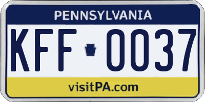 PA license plate KFF0037