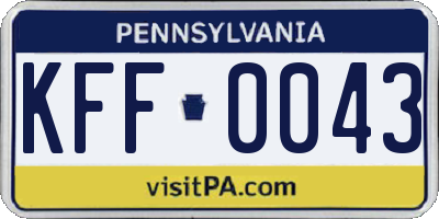 PA license plate KFF0043