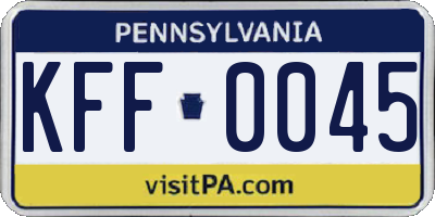 PA license plate KFF0045