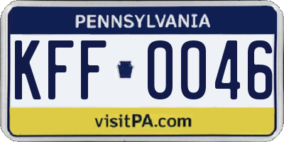 PA license plate KFF0046
