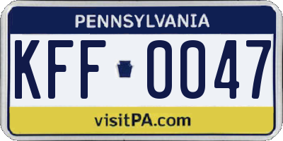 PA license plate KFF0047