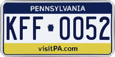 PA license plate KFF0052